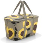 Reisenthel COOLERBAG bézs, nagy napraforgó mintás, kosárba is tehető hűtőtáska UH5052