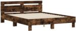 vidaXL füstös tölgy színű szerelt fa ágykeret fejtámlával 150x200 cm (3207417) (3207417)
