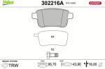 VALEO Sada brzdových platničiek kotúčovej brzdy VALEO 302216A (302216A)