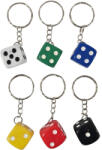  Dobókocka kulcstartó, műanyag, 1, 5x1, 5cm, többféle (KGG-063100)
