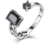 BeSpecial Inel argint reglabil cu franghie si zirconii negre (IST0118)