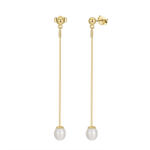 BeSpecial Cercei argint 925 placati cu aur 14K cu perle naturale si zirconiu (ERR45)