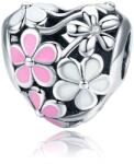 BeSpecial Charm argint 925 inimioara cu floricele albe si roz - Be in Love PST0139 (PST0139)