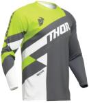 Thor MX Tricou Enduro - Cross THOR SECTOR CHECKER 2024 · Gri / Verde-Fluo