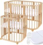 Waldin fa kiságy W2(téglalap) 7in1 matraccal Kerek&Öv, Natúr (W2-N)