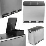 Oskar Hármas Szemeteskosár szelektív hulladékgyűjtő pedál Acél Ezüst 54L (LTB54NL)