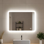 Artforma Oglindă de baie rotunjită cu iluminare LED 80x60100x70120x7060x8070x10070x120 cm, culoare duală, comutator tactil, saltea încălzitoare