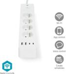 Nedis WIFIP313EWT - SmartLife hosszabbító kábel| Wi-Fi | 4x F típusú (CEE 7/5) / 4 x USB aljzat | 3680 W | 2, 0 m | Fehér színű (WIFIP313EWT)