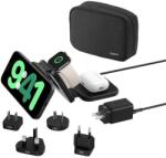 Belkin BOOST CHARGE PRO Qi2 3in1 vezeték nélküli, összecsukható utazótámasz iPhone-hoz/Apple Watch-hoz/AirPods-hoz, fekete adapterek (WIZ024hqBK)