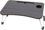 Retoo Többfunkciós összecsukható asztal, Laptophoz vagy reggelihez az ágyban, Táblagép/telefon/pohártartó, 59, 5x39, 5x26 cm, fekete (EBA-MLP001)