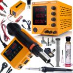  AmpRush RARES-3210 32V 10A laboratóriumi tápegység + 2 az 1-ben forrólevegős forrasztóállomás Orange Husky OH660 Electric S sorozat + RMA-223 fluxus dugattyúval és tűvel