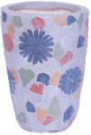 MagicHome Kerámia virágcserép, MagicHome, szürke, mozaikkal díszített, átmérő: 20, 5 cm, magasság: 28 cm, kézzel kirakott minták, kerek (TC8091270)
