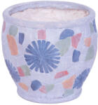 MagicHome Kerámia virágcserép, MagicHome, szürke, mozaikkal díszített, átmérő: 27, 5 cm, magasság: 25 cm, kézzel kirakott minták, kerek (TC8091271)