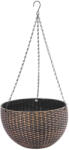 Strend Pro Függő virágcserép, Strend Pro Garden Modern, arany, átmérő: 26 cm, magasság: 16 cm, lánccal és akasztóval, rattan hatású, kerek (TC2560004)
