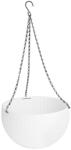 Strend Pro Függő virágcserép, Strend Pro Garden Modern, fehér, átmérő: 26 cm, magasság: 16 cm, lánccal és akasztóval, rattan hatású, kerek (TC256826)