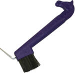 Kerbl curățător de copite din plastic, violet, cu perie și cap de cal