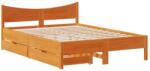vidaXL viaszbarna tömör fenyőfa ágykeret fiókokkal 140 x 190 cm (3301919) (3301919)