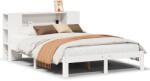 vidaXL fehér tömör fenyőfa könyvespolcos ágy matrac nélkül 140x190 cm (3322512) (3322512)