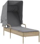 vidaXL bézs polyrattan napozóágy tetővel (368191) (368191)