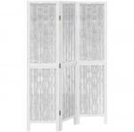 vidaXL 3 paneles fehér tömör császárfa térelválasztó (358669) (358669)
