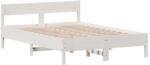 vidaXL fehér tömör fenyőfa ágykeret fejtámlával 120 x 200 cm (842755) (842755)