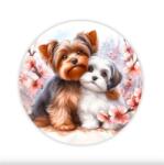  Fa tábla nyomtatott, Yorki kutyusok, kerek 11, 8cm