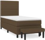 vidaXL sötétbarna szövet rugós ágy matraccal 90 x 190 cm (3136480) (3136480)