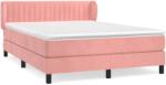 vidaXL rózsaszín bársony rugós ágy matraccal 140x200 cm (3127618) (3127618)
