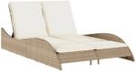 vidaXL bézs polyrattan napozóágy párnákkal 114x205x73 cm (368291) (368291)