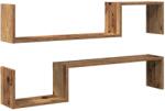 vidaXL 2 db antik fa színű szerelt fa fali polc 100 x 15 x 20 cm (856612) (856612)