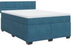 vidaXL kék bársony rugós ágy matraccal 160 x 200 cm (3286358) (3286358)