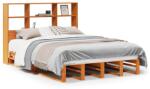 vidaXL viaszbarna tömör fa könyvespolcos ágy matrac nélkül 120 x 190cm (3323943) (3323943)