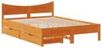 vidaXL viaszbarna tömör fenyőfa ágykeret fiókokkal 160 x 200 cm (3301901) (3301901)