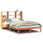 vidaXL barna tömör fenyőfa könyvespolcos ágy matrac nélkül 120 x 190cm (3321599) (3321599)