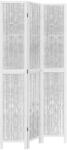 vidaXL 3 paneles fehér tömör császárfa térelválasztó (358672) (358672)