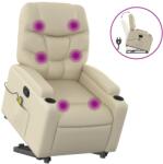 vidaXL krémszínű műbőr dönthető masszázs- és állófotel (3204666) (3204666)