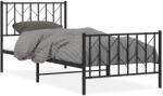 vidaXL fekete fém ágykeret fej- és lábtámlával 90 x 190 cm (374447) (374447)