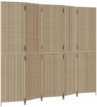 vidaXL bézs 5-paneles polyrattan térelválasztó (365367) (365367)