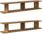 vidaXL 2 db antik fa színű szerelt fa fali polc 105 x 18 x 20 cm (856602) (856602)