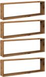 vidaXL 4 db antik fa színű szerelt fa fali kockapolc 100 x 15 x 30 cm (856583) (856583)