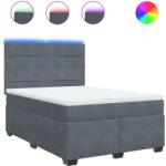 vidaXL sötétszürke bársony rugós ágy matraccal 140x190 cm (3293207) (3293207)