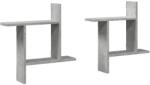 vidaXL 2 db betonszürke szerelt fa fali polc 50 x 12 x 50 cm (853257) (853257)