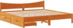 vidaXL viaszbarna tömör fenyőfa ágykeret fiókkal 180 x 200 cm (3301898) (3301898)