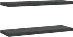 vidaXL 2 db fekete rozsdamentes acél fali polc 75 x 23, 5 x 3 cm (30292) (30292)