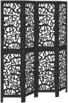 vidaXL 4 paneles fekete tömör császárfa térelválasztó (358754) (358754)