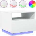 vidaXL fehér dohányzóasztal LED-lámpákkal 50 x 49 x 40 cm (839826) (839826)