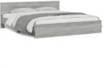 vidaXL szürke sonoma-tölgyszínű ágykeret fejtámlával 160 x 200 cm (3207474) (3207474)