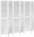 vidaXL 6 paneles fehér tömör császárfa térelválasztó (358682) (358682)