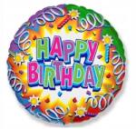 GoDan Fólia lufi 18 inch-es Happy Birthday kerek - többszínű, 1 db