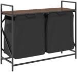 vidaXL barna tölgy mosodai kosár 2 rekeszes polccal (859079) (859079)